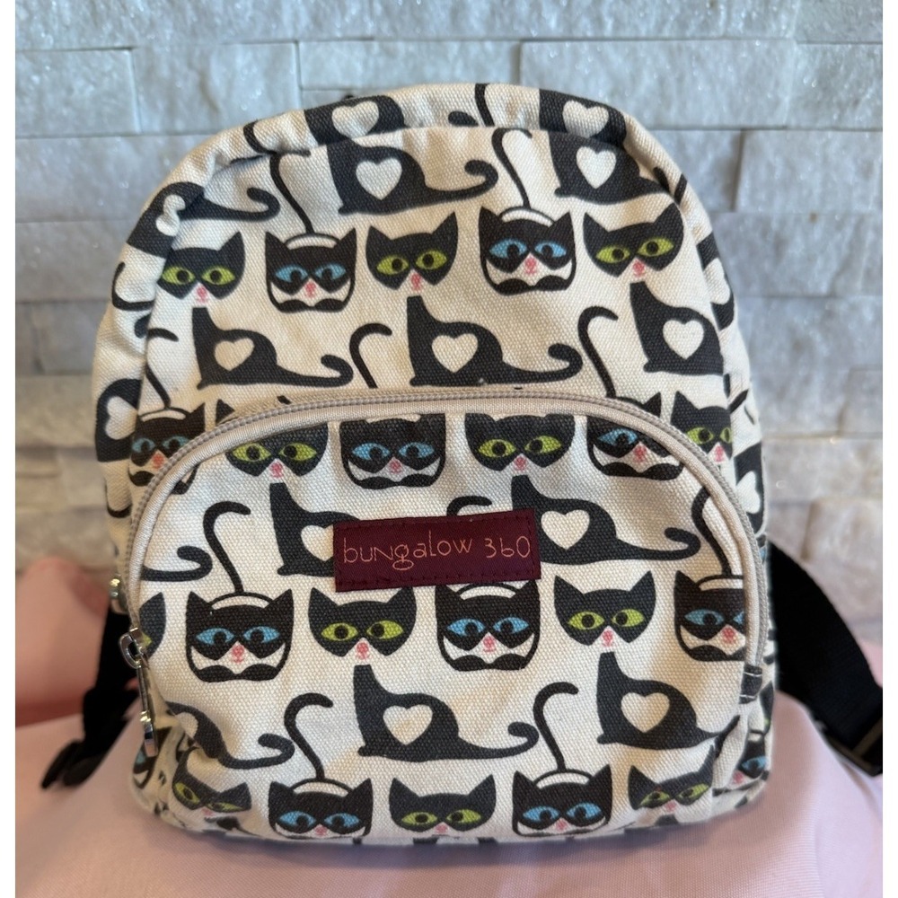Bungalow 360 Cat Mini  Backpack with Peace Sign Zipper